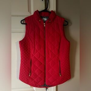 Crown & Ivy Red Quilted Vest with High Collar